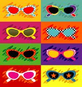 Samling af pop-art solbriller
