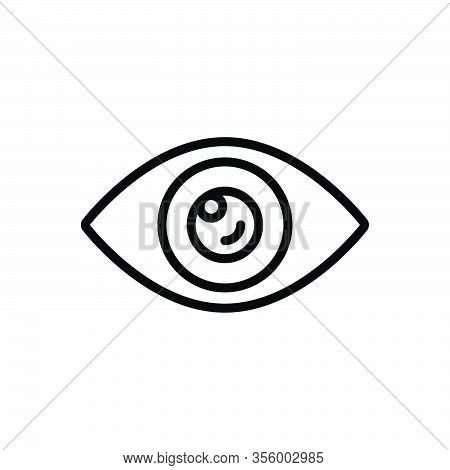 Black Line Icon For Visible Sight View Vision Eyeball Lens Optical Look Watch Eyesight Peep
