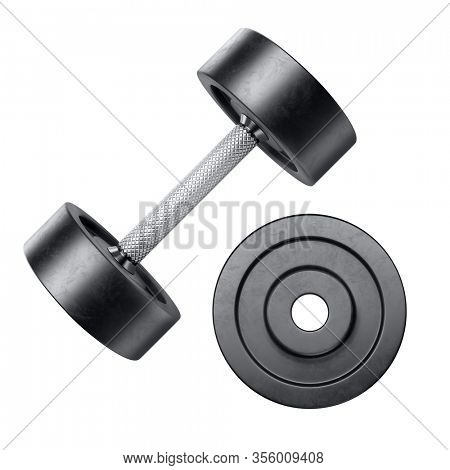 Dumbbell isolated on white background. 3d illustration