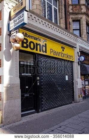 London, Uk - October 2, 2019:  Shuttered Pawnbrokers Shop From The Albermarle Bond Chain Closed Afte