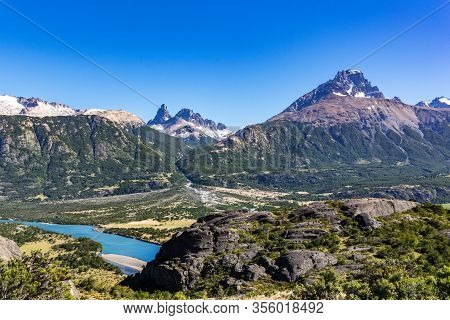 Landscape Of River Murta Valley With Beautiful Mountains View, Patagonia, Chile, South America