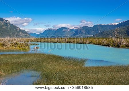 Landscape Of River Murta Valley With Beautiful Mountains View, Patagonia, Chile, South America