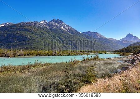Landscape Of River Murta Valley With Beautiful Mountains View, Patagonia, Chile, South America