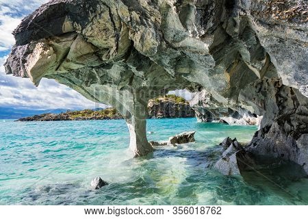 Marble Caves (capillas Del Marmol), General Carrera Lake, Landscape Of Lago Buenos Aires, Patagonia,