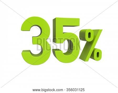 3d Render: ISOLATED 35% Percent Discount 3d Sign on WHITE Background, Special Offer 35% Discount Tag, Sale Up to 35 Percent Off, Thirty-five Percent Letters Sale Symbol, Special Offer Label
