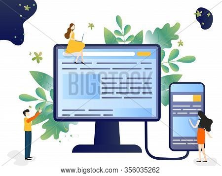 Vector Illustration Of The Concept Of Web Page Design And Development Of Mobile Websites