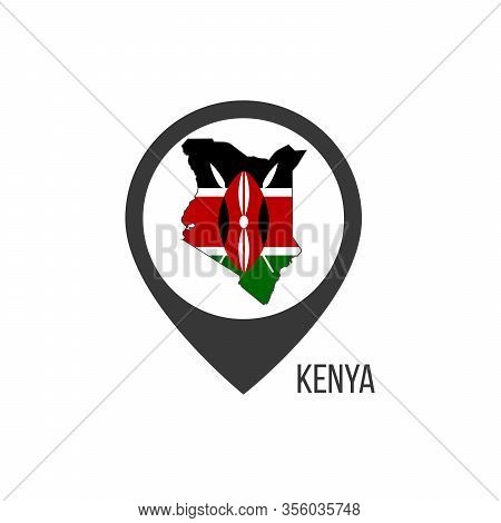 Map Pointers With Contry Kenya. Kenya Flag. Stock Vector Illustration Isolated On White Background.