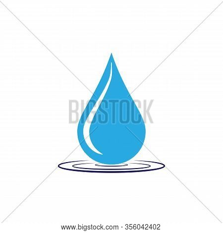 Drop With Circles On The Water. Color Vector Icon. Stock Vector Illustration. Simple Design For Stic