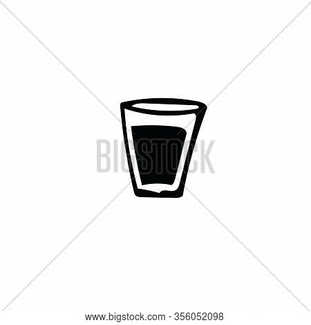 Glass With Drink Hand Drawn In Doodle Style. Scandinavian Simple Liner. Icon, Element, Design, Stick