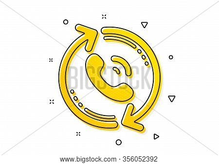 Recall Support Sign. Call Center Service Icon. Feedback Symbol. Yellow Circles Pattern. Classic Call