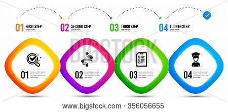 Student, Timeline And Checklist Icons Simple Set. Timeline Infographic. Chemistry Lab Sign. Graduati