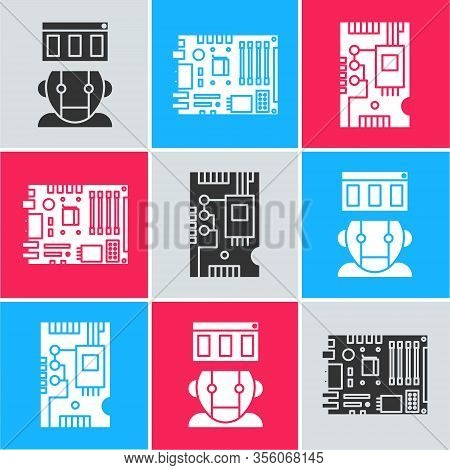 Set Robot, Electronic Computer Components Motherboard Digital Chip And Electronic Computer Component