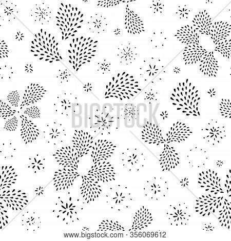 Doodle Seamless Abstract Hand Drawn Drop Pattern In Floral Shape With Hand Painted Irregular White D