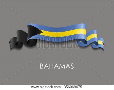 Bahamian Flag Wavy Ribbon Background. Vector Illustration.