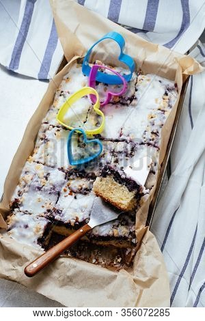 Blueberry Cake Piece Tray Baking Protiven Pasty Home Pie Poland Heart Blade