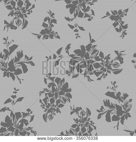 Beautiful Dark Grey Leaves With Light Grey Background