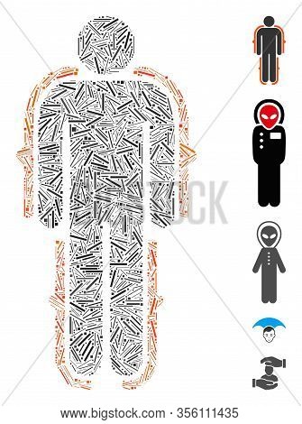 Line Mosaic Based On Exoskeleton Icon. Mosaic Vector Exoskeleton Is Designed With Scattered Line Spo
