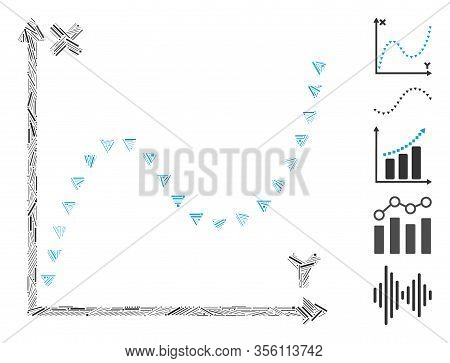 Dash Mosaic Based On Dotted Function Graph Icon. Mosaic Vector Dotted Function Graph Is Created With