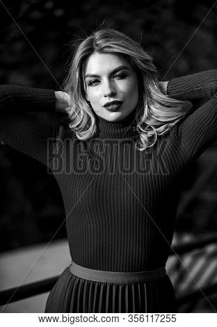 Happy To Be Around. Cosmetics And Skin Care Trend. Autumn Woman Curly Hair. Female Beauty. Haidresse