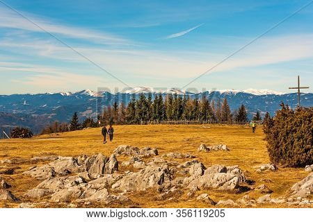 St. Radegund, Austria 12.03.2020 - View From Schockl Mountain In Graz. Tourist Spot In Graz Styria. 