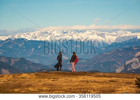 St. Radegund, Austria 12.03.2020 - View From Schockl Mountain In Graz. Tourist Spot In Graz Styria. 