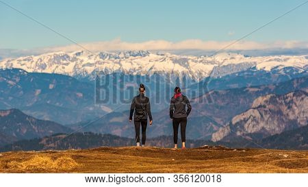 St. Radegund, Austria 12.03.2020 - View From Schockl Mountain In Graz. Tourist Spot In Graz Styria. 