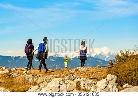 St. Radegund, Austria 12.03.2020 - View From Schockl Mountain In Graz. Tourist Spot In Graz Styria. 