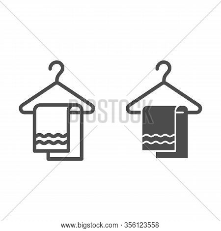 Towel For Bathroom Line And Glyph Icon. Handtowel With Waves On Hanger Symbol, Outline Style Pictogr