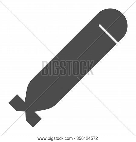 Torpedo Solid Icon. Army Underwater Missile Weapon Symbol, Glyph Style Pictogram On White Background