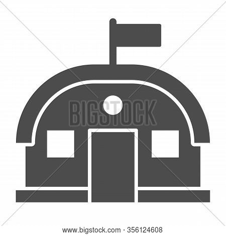 Barracks Solid Icon. Army Camp Tent, Soldier Camping Symbol, Glyph Style Pictogram On White Backgrou