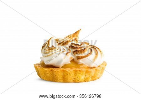 A Small Lemon Pie On A White Background