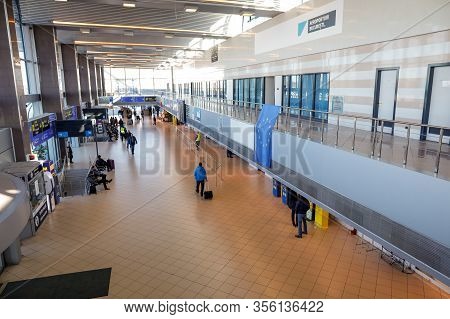 Otopeni, Romania - February 25, 2020: Details From The Interior Of Henri Coanda International Airpor