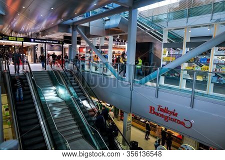Otopeni, Romania - February 25, 2020: Details From The Interior Of Henri Coanda International Airpor