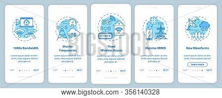 5g Technologies Onboarding Mobile App Page Screen With Linear Concepts. Massive Mimo. Shorter Freque