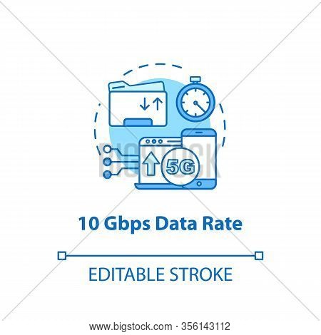 10 Gbps Data Rate Concept Icon. Mobile Internet. 5g Technologies Idea Thin Line Illustration. High-s
