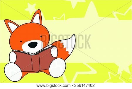 Cute Fox Baby Cartoon Reading Background In Vector Format
