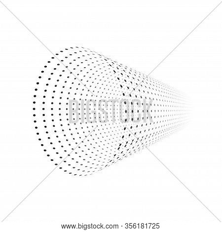 Vector Tunnel From Small Particles. Isolated On White.