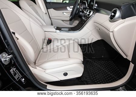 Novosibirsk, Russia - March 07, 2020: Mercedes-benz Glc-class,  - Steering Wheel, Shift Lever, Multi