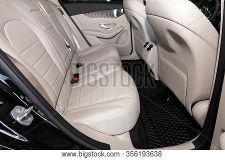 Novosibirsk, Russia - March 07, 2020: Mercedes-benz Glc-class,  Leather Interior Design, Car Passeng