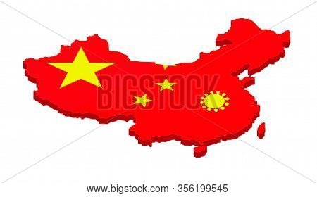 3d Rendering Of China Map With Covid-19 Coronavirus Symbol Over The Epicenter Of Wuhan Where The Out