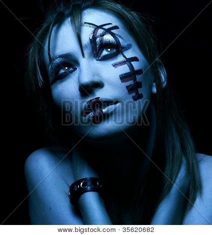 Goth, siyah moda elbise güzel Gotik kız