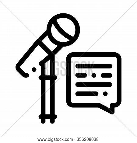 Replica Talking In Microphone Icon Vector. Outline Replica Talking In Microphone Sign. Isolated Cont