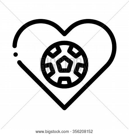 Football In Heart Icon Vector. Outline Football In Heart Sign. Isolated Contour Symbol Illustration