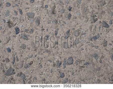 Concrete Wall With Stones Texture, Concrete Wall Or Ground With Stones