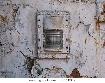 Metal Plate With Cracked Paint, Train Metal With Headlight, Metal Wall Spotlight Frame, Metal Backgr
