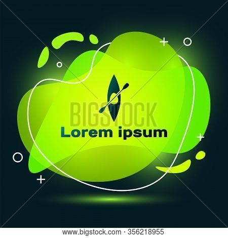 Black Kayak And Paddle Icon Isolated On Black Background. Kayak And Canoe For Fishing And Tourism. O