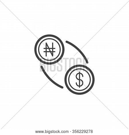 Naira And Dollar Exchange Line Icon. Linear Style Sign For Mobile Concept And Web Design. Us Dollar 