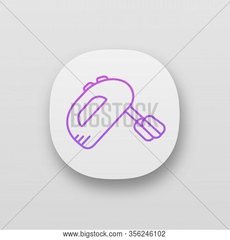 Handheld Mixer App Icon. Blending, Whipping, Kneading Device. Kitchen Appliance. Ui Ux User Interfac