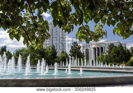 Asjchabad, Turkmenistan - June 1, 2019: The White And Marble City Of Asjchabad With Great Buildings 