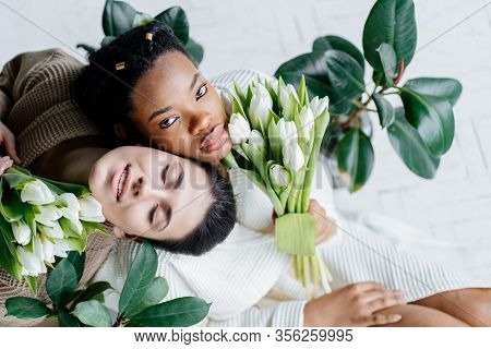 Different Races Woman Beauty Portrait Isolated On White African Girl And Caucasian Female